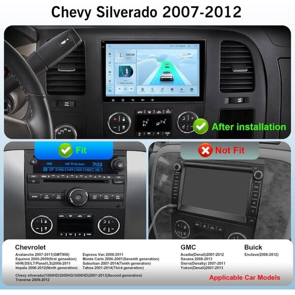 Android 13 8-Core 8" Car Stereo for Chevy Silverado/GMC Sierra/Buick Enclave - Picture 8 of 9